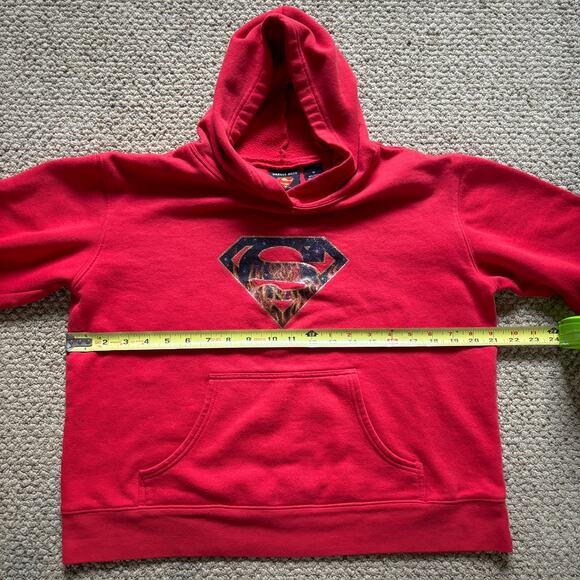 vintage 2001 superman flames hoodie women's medium y2k dc comics superhero - Picture 5 of 6